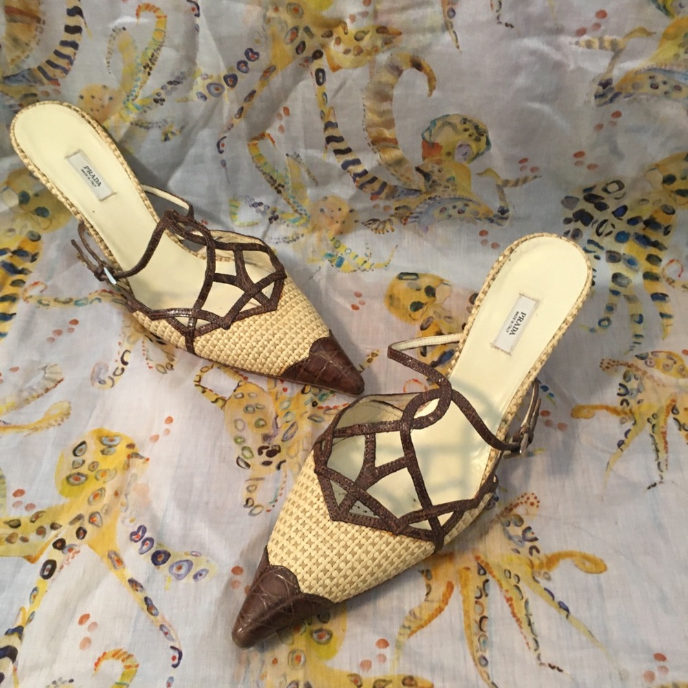 Prada Woven Raffia Heels - Picture 3 of 4